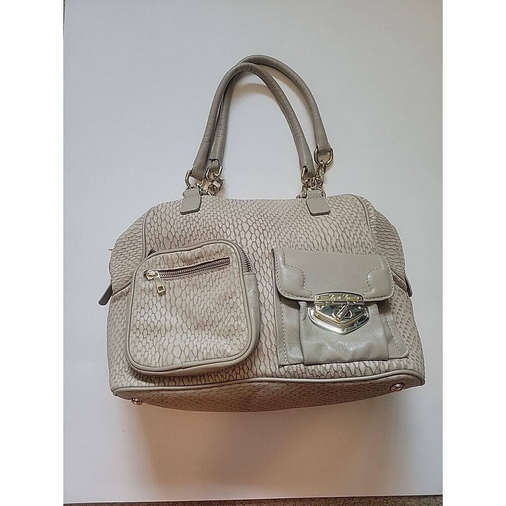 Luz De Lua Beige Leather Shoulder Bag Made In Brazil